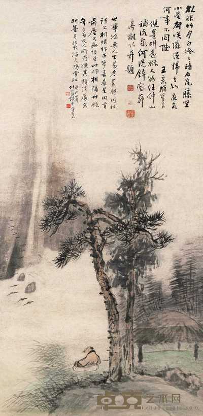 汪琨 倪田 王震 松下高士图 立轴 133×62cm